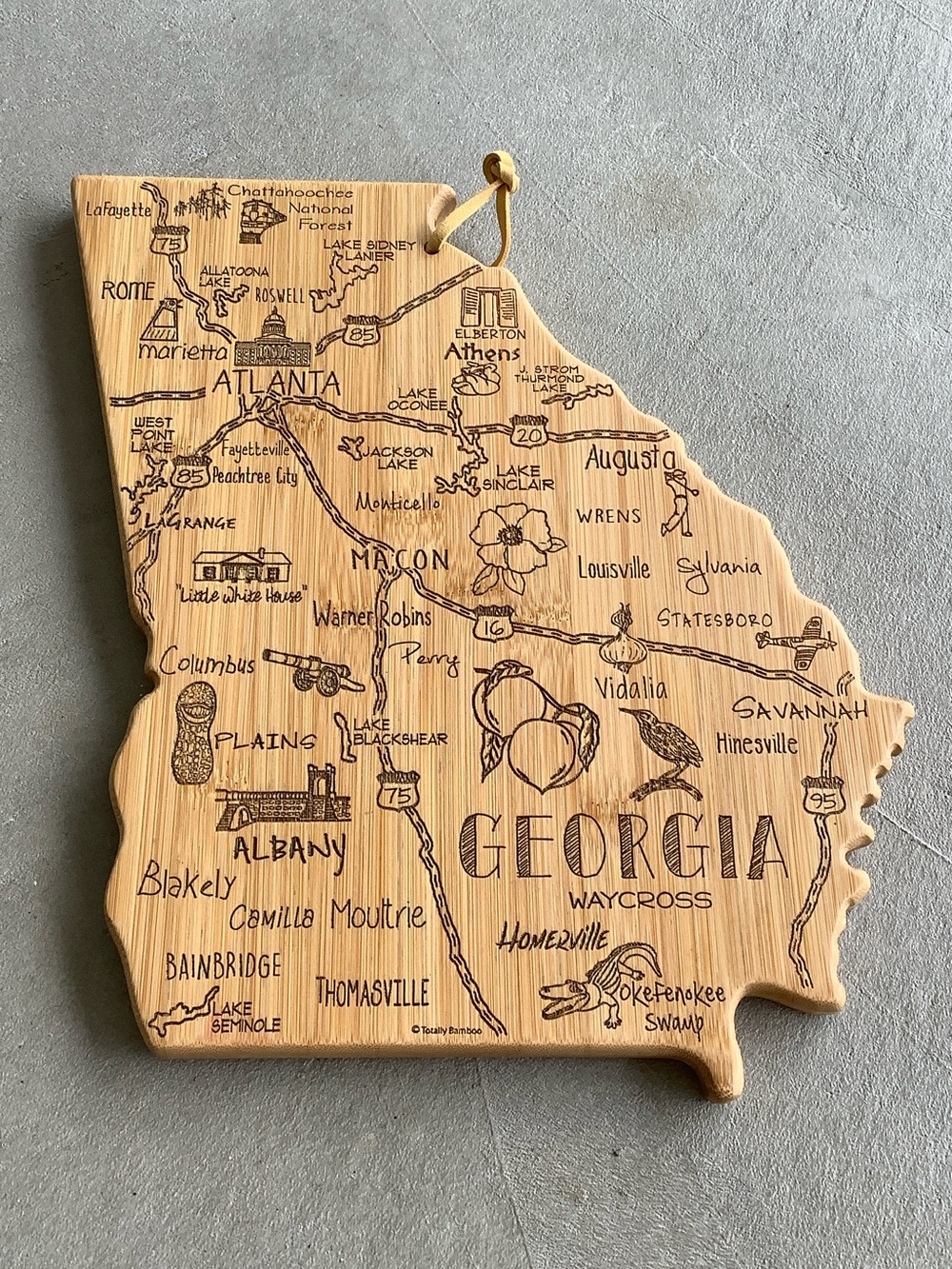 Georgia shaped bamboo cutting board
